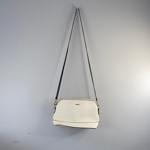 Chic White Crossbody Bag with Navy Strap - Picture 1 of 16